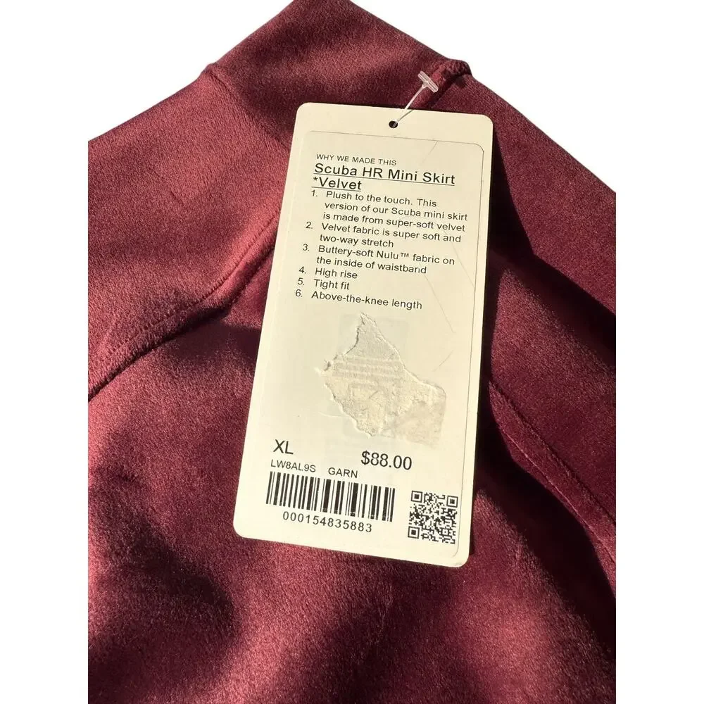 Lululemon Scuba High-Rise Mini Skirt Velvet XL Plush Stretch Garnet NWT LW8AL9S - Picture 8 of 16
